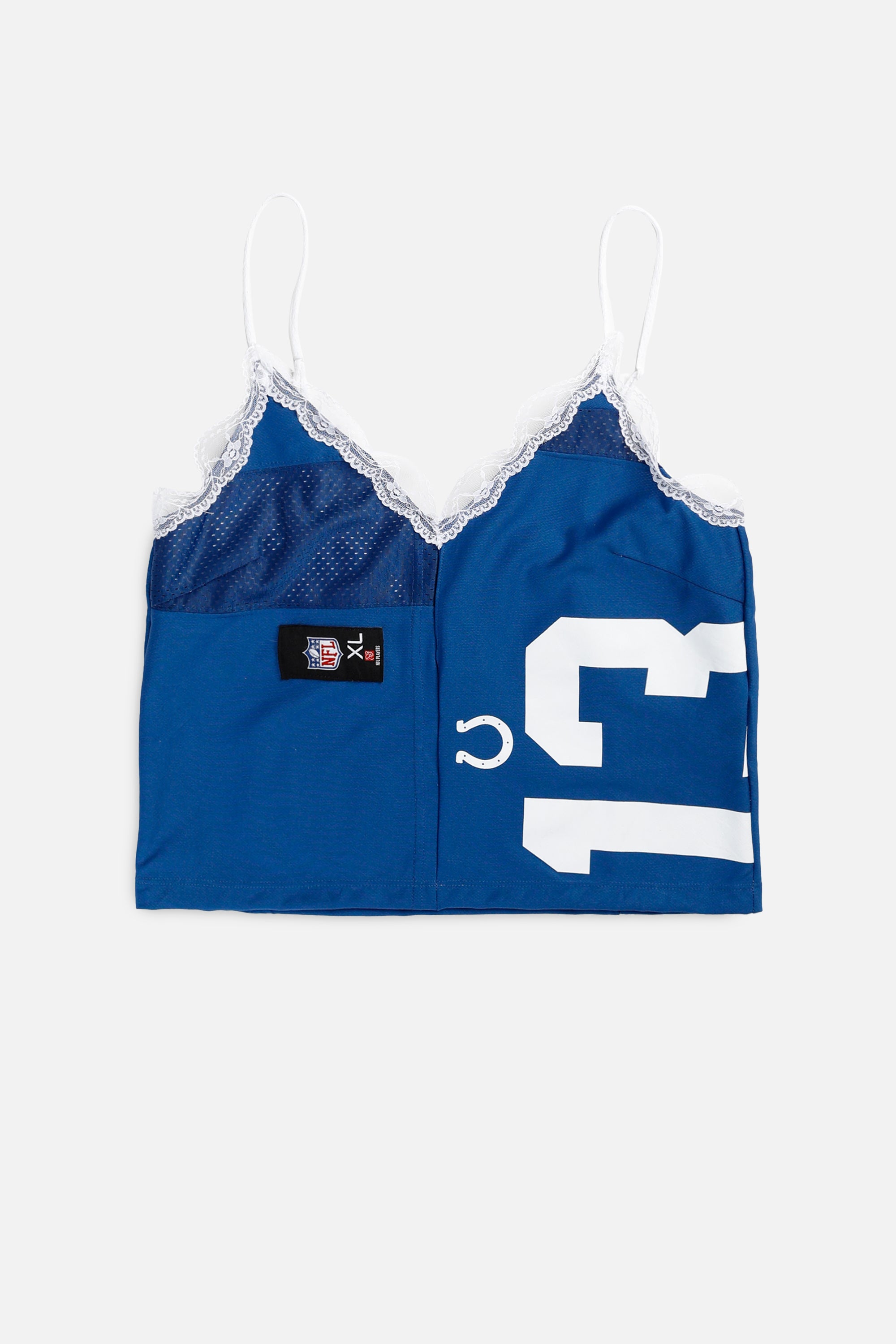 Rework Indianapolis Colts NFL Lace Tank - M-TOPS-NFL-M-Frankie Collective Rare Vintage Streetwear Reworks