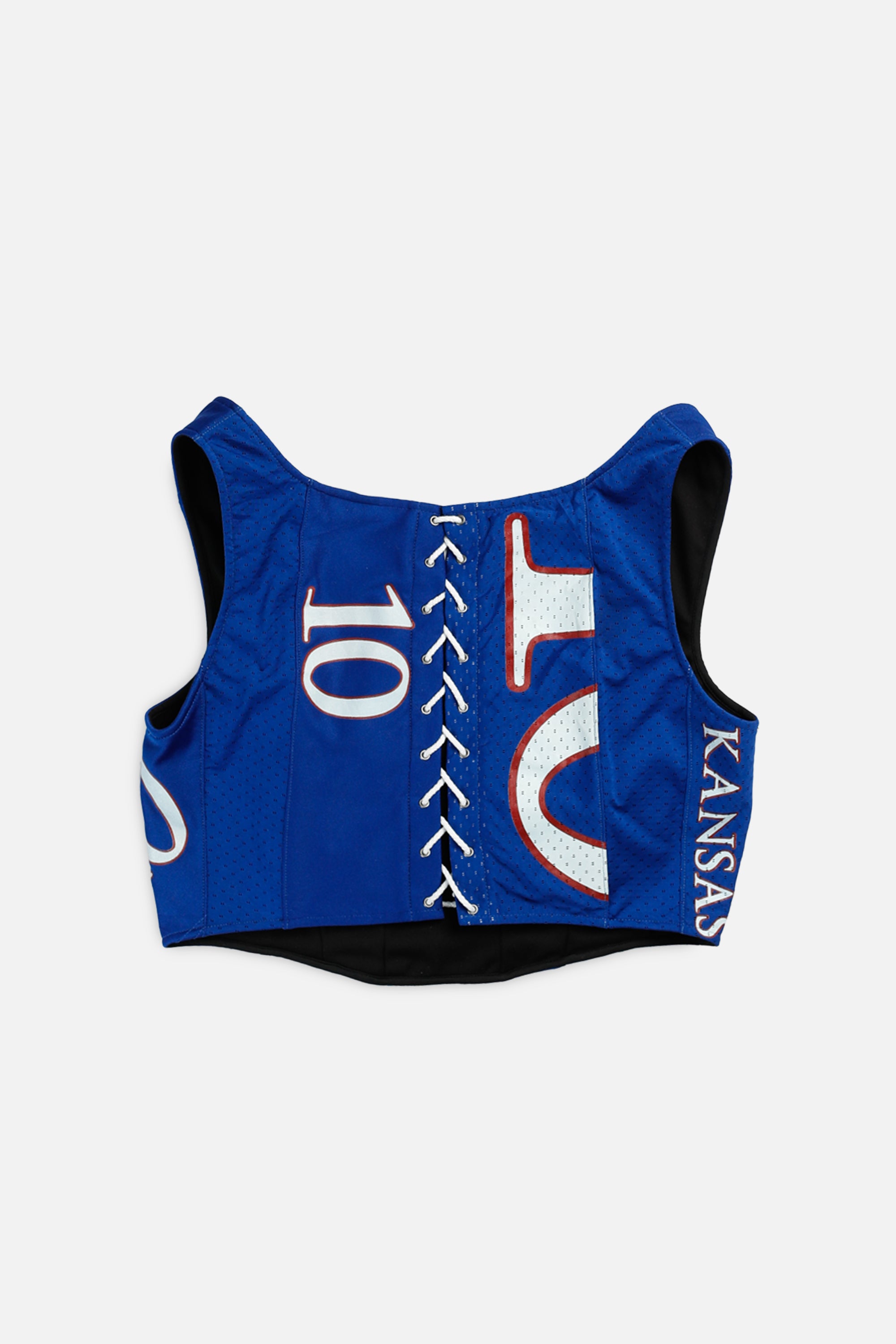Rework Kansas Jayhawks NCAA Corset - XL-TOPS-NCAA-XL-Frankie Collective Rare Vintage Streetwear Reworks