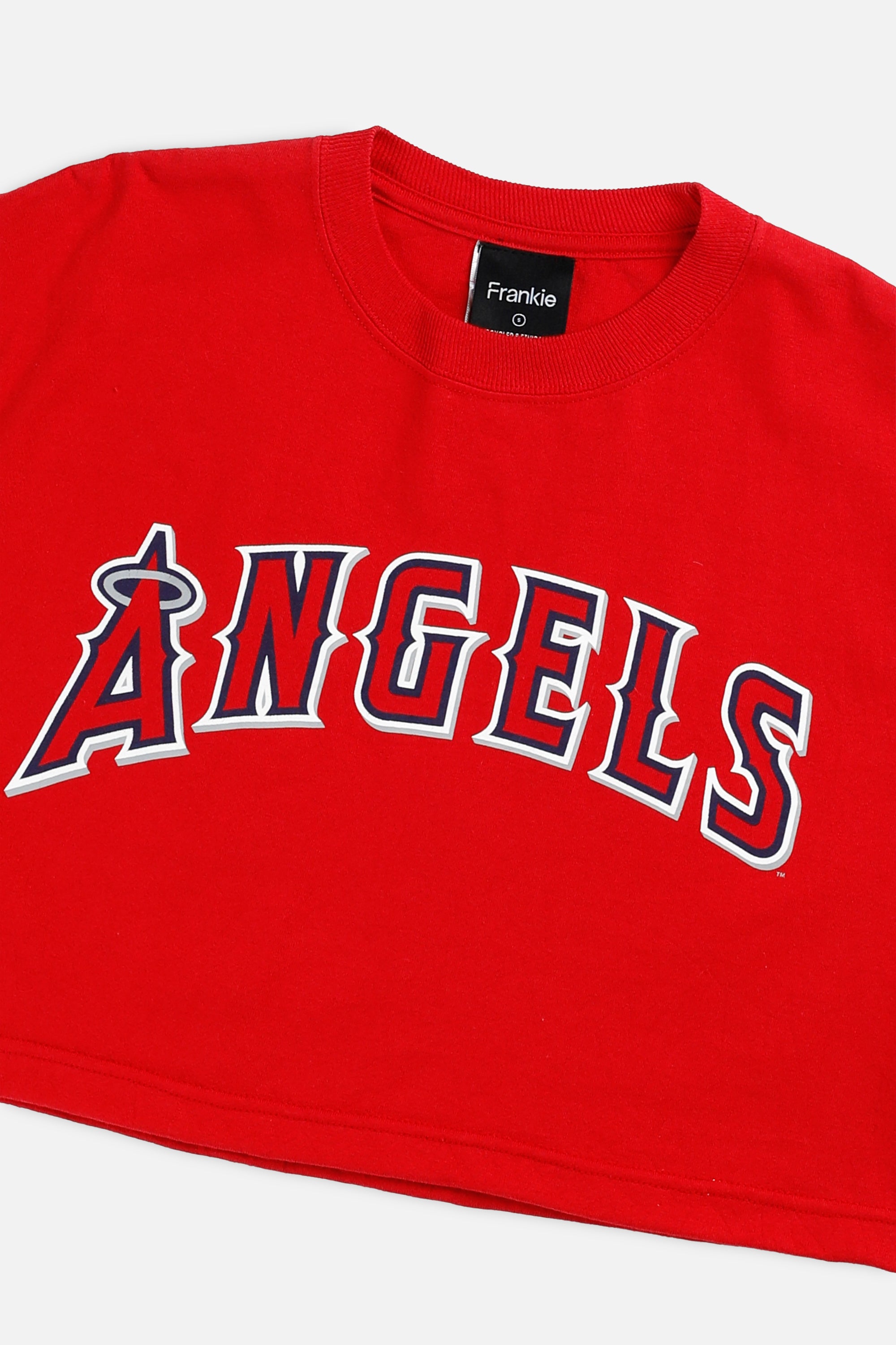 Rework LA Angels MLB Crop Tee - S-TOPS-MLB-S-Frankie Collective Rare Vintage Streetwear Reworks