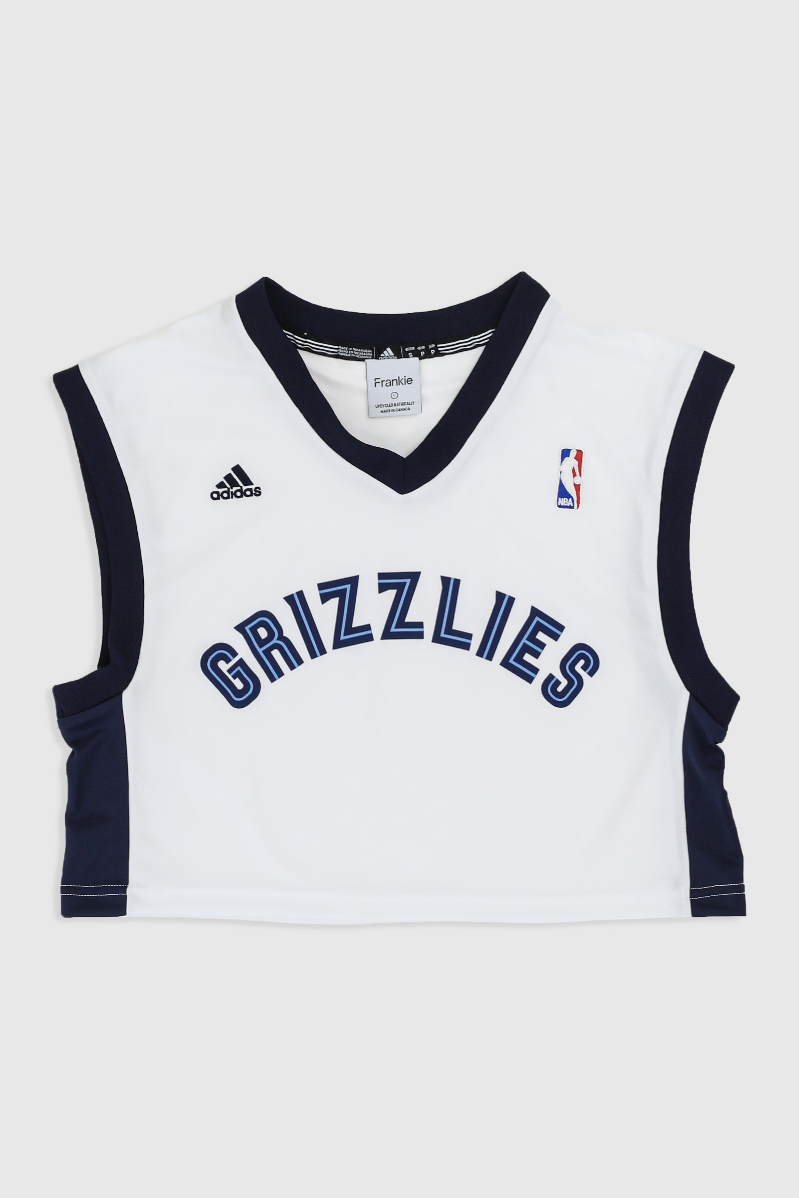 Rework Memphis Grizzlies Crop Jersey - L, XL-JERSEYS-NBA-L-Frankie Collective Rare Vintage Streetwear Reworks