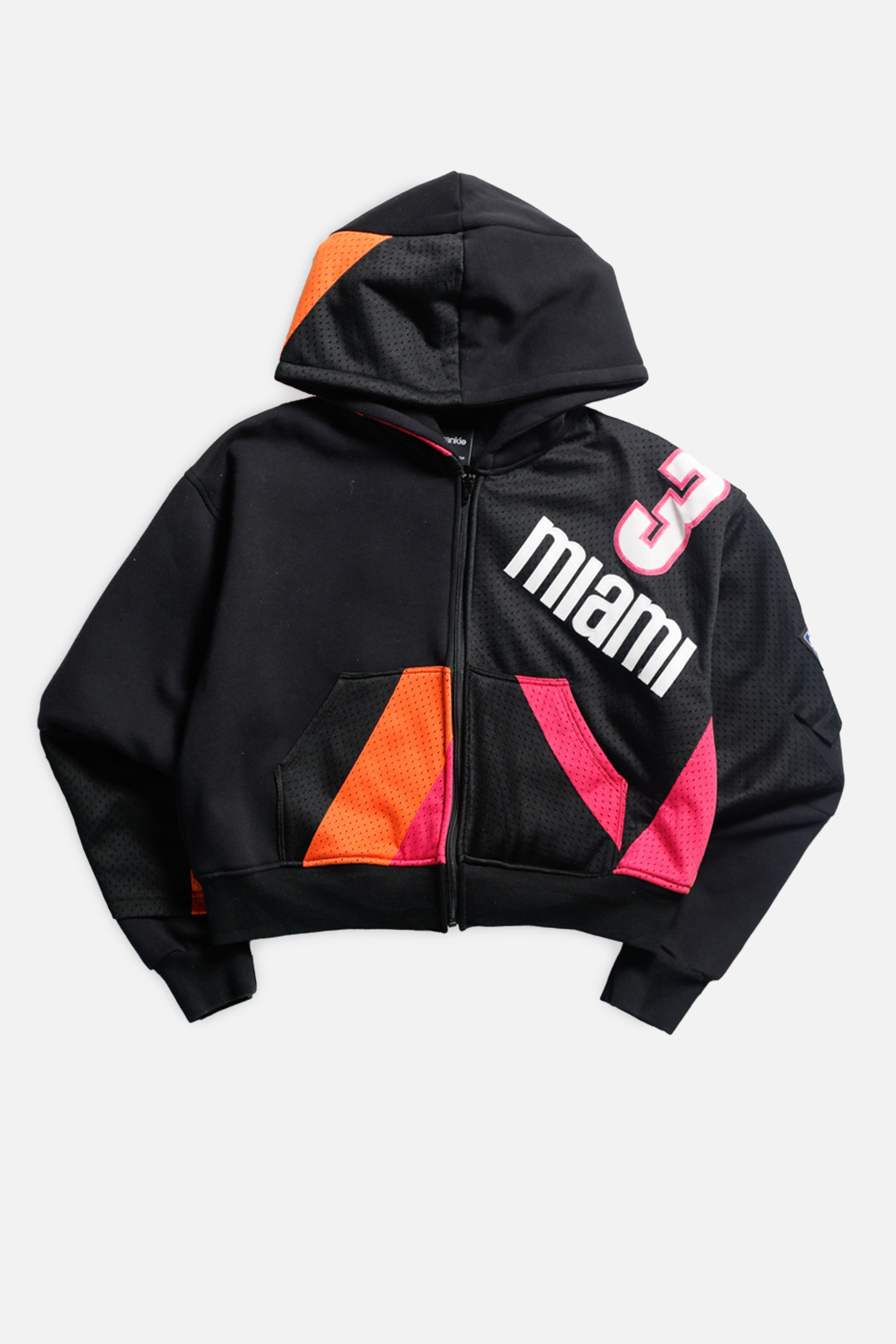 Rework Miami Heat NBA Crop Zip Hoodie - M-SWEATERS-NBA-M-Frankie Collective Rare Vintage Streetwear Reworks