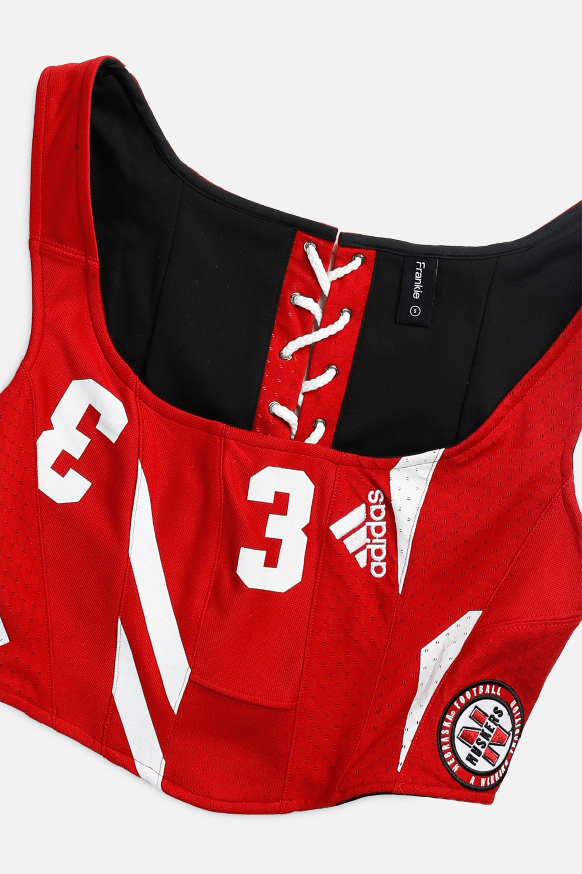 Rework Nebraska Cornhuskers NCAA Corset - S-TOPS-NCAA-S-Frankie Collective Rare Vintage Streetwear Reworks