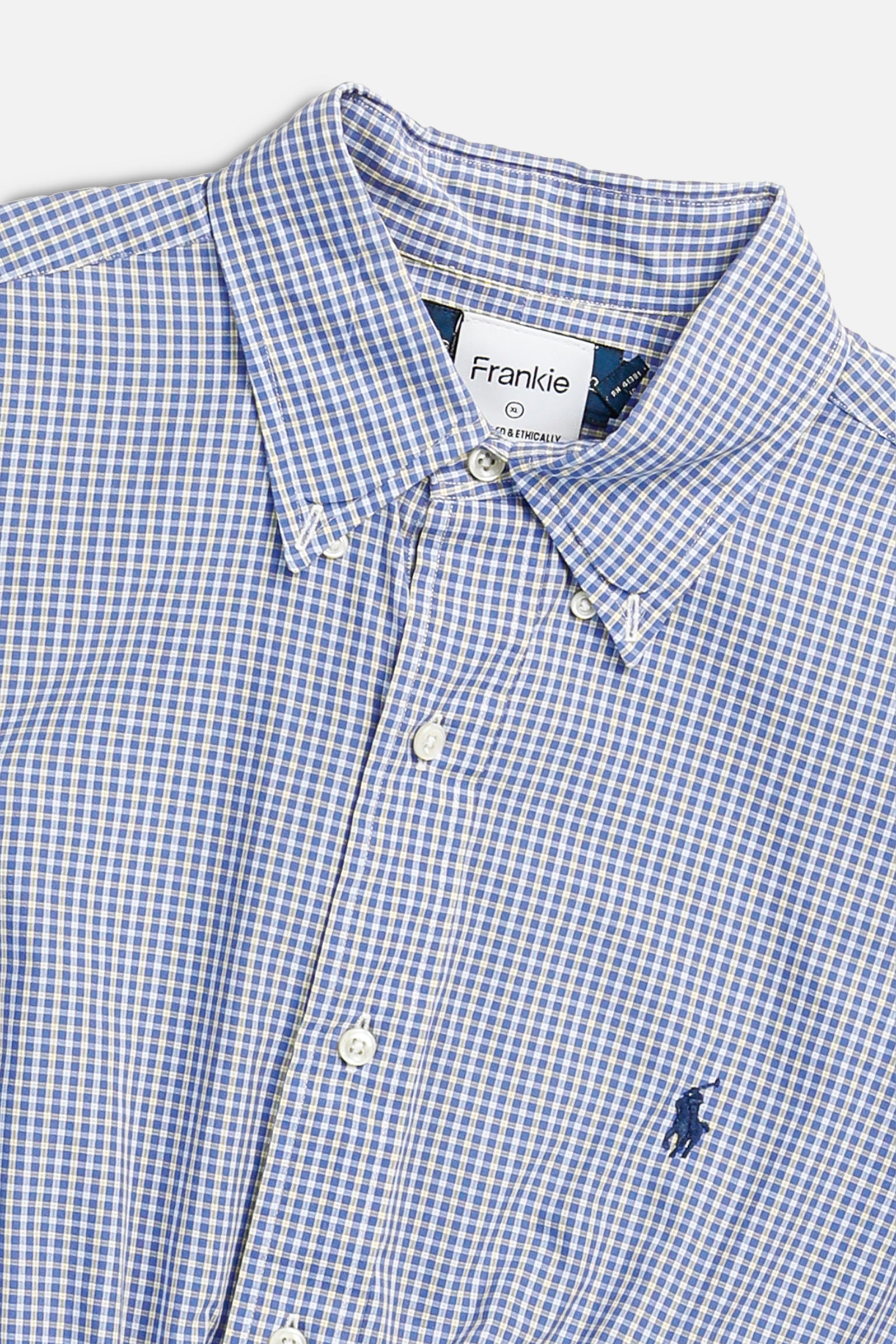 Rework Oxford Cinch Crop Shirt - XL-TOPS-vendor-unknown-XL-Frankie Collective Rare Vintage Streetwear Reworks