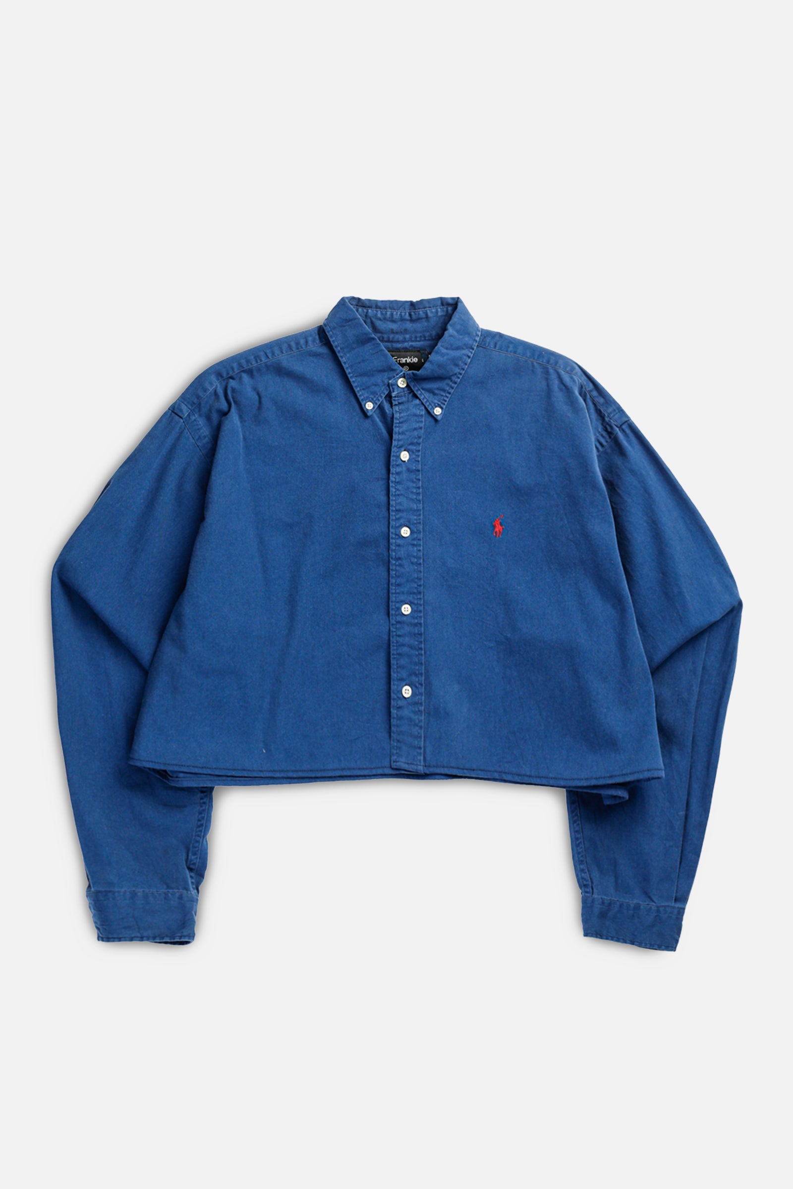 Rework Oxford Crop Shirt - XL-TOPS-vendor-unknown-XL-Frankie Collective Rare Vintage Streetwear Reworks