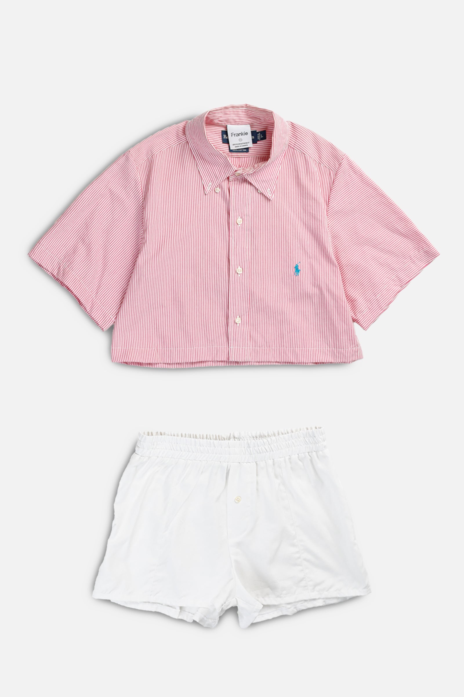 Rework Oxford Shorts Set - S-SETS-Polo-S-Frankie Collective Rare Vintage Streetwear Reworks