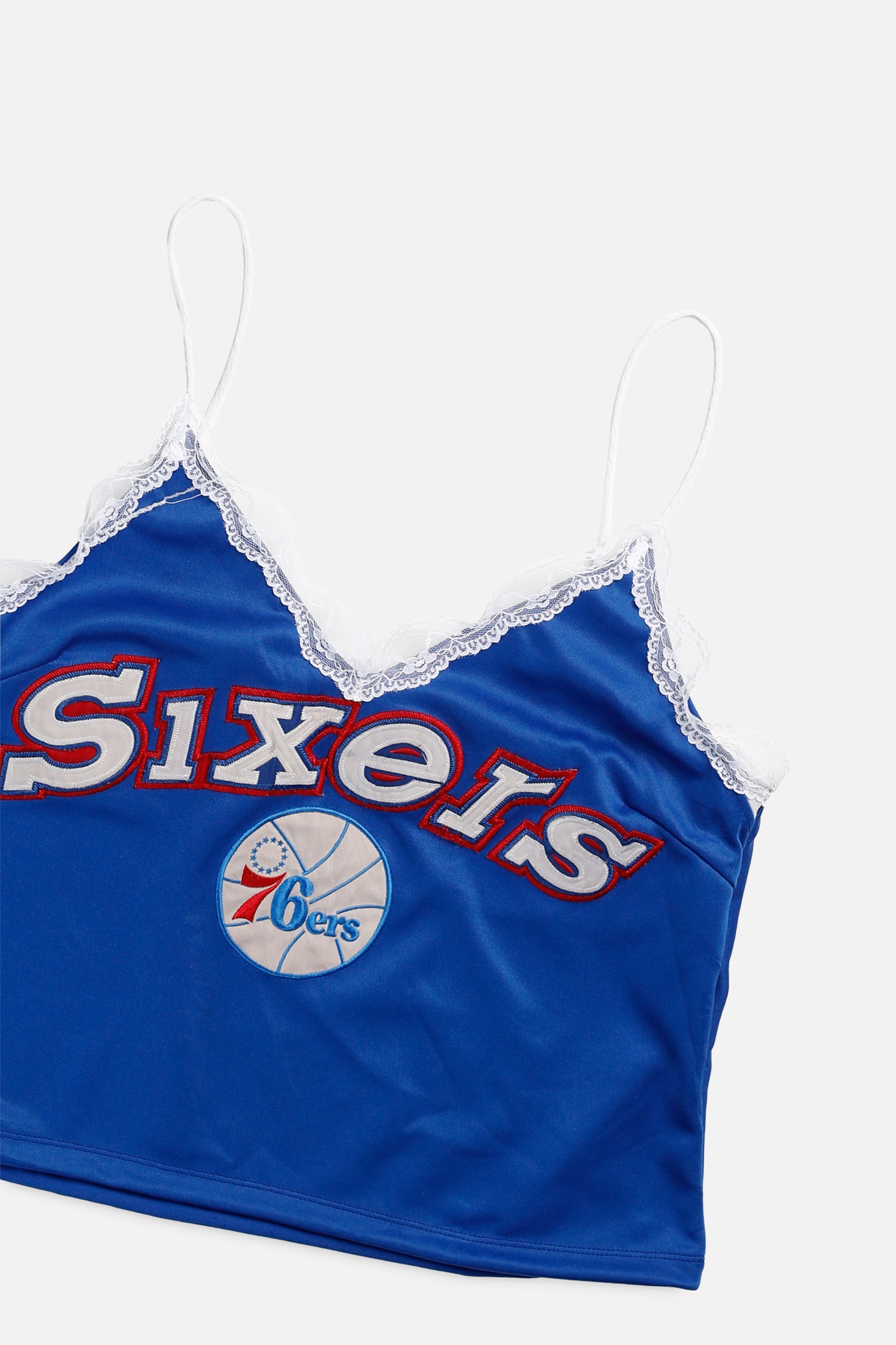 Rework Philadelphia 76ers NBA Lace Tank - XL-TOPS-NBA-XL-Frankie Collective Rare Vintage Streetwear Reworks