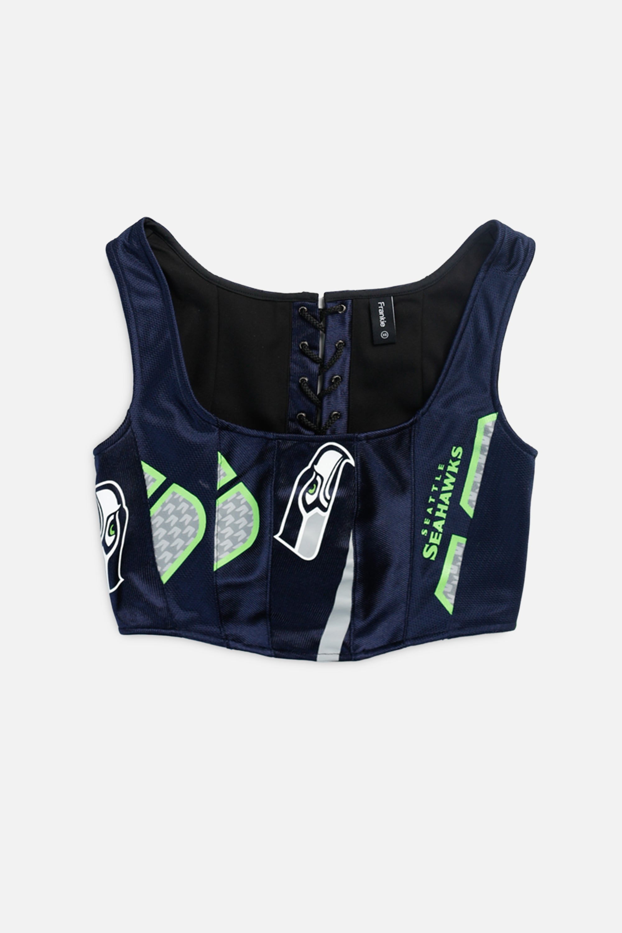 Rework Seattle Seahawks NFL Corset - XS-TOPS-NFL-XS-Frankie Collective Rare Vintage Streetwear Reworks