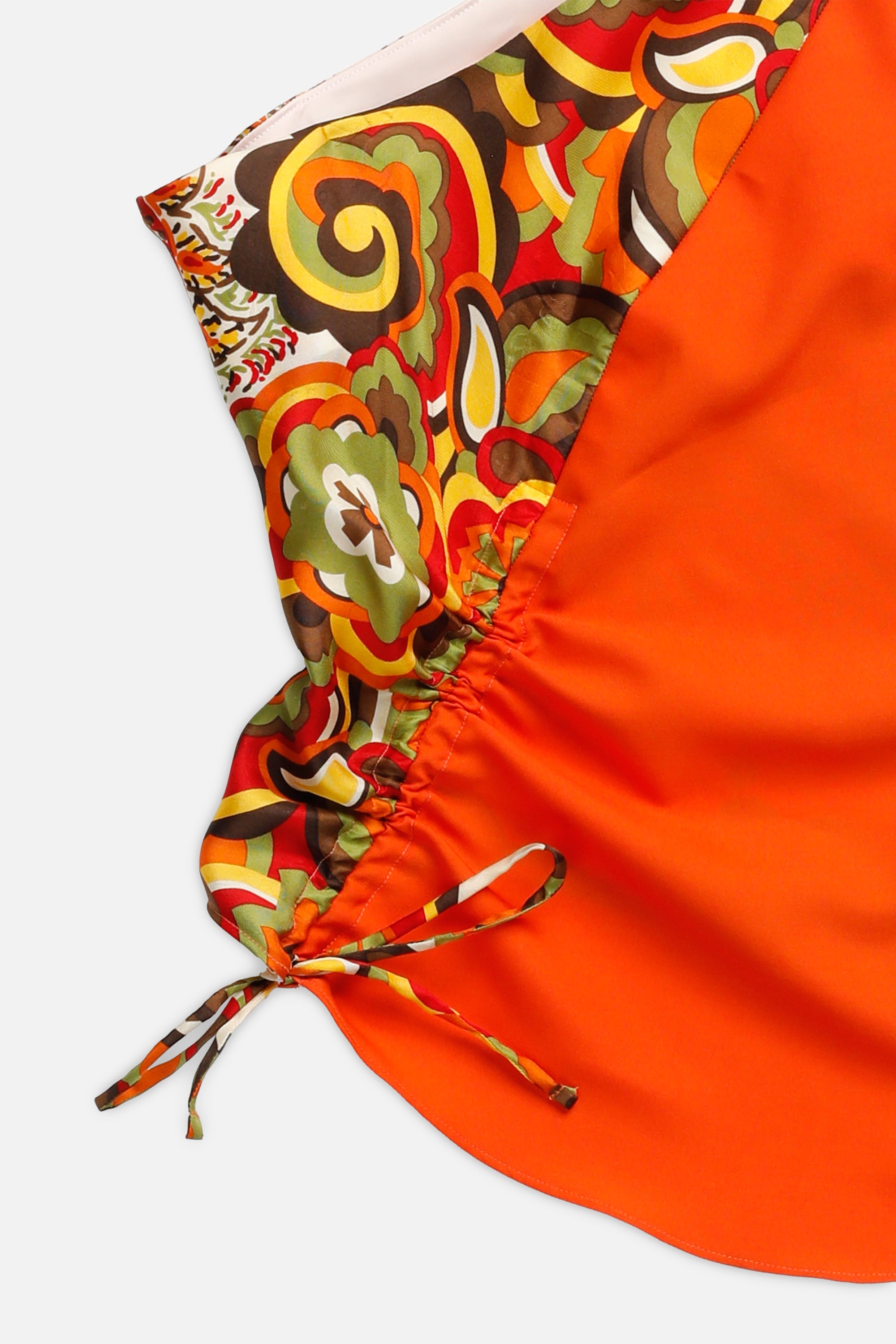 Rework Silk Scarf Ruche Tank - M-TOPS-vendor-unknown-M-Frankie Collective Rare Vintage Streetwear Reworks