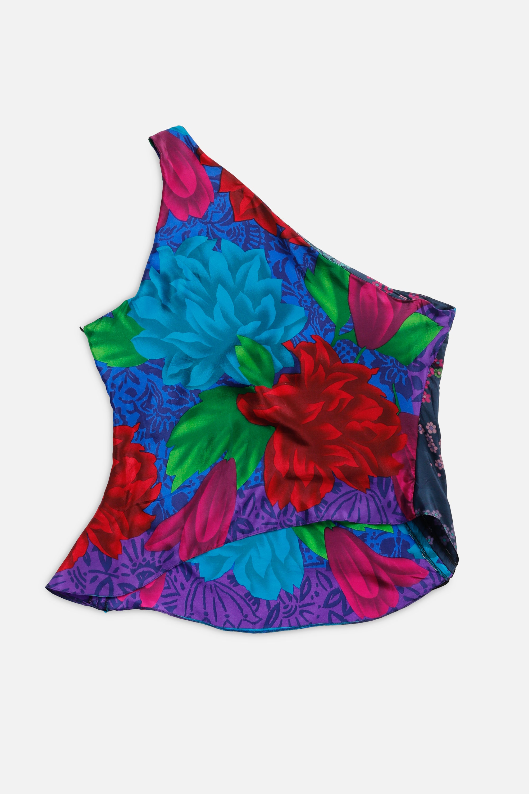 Rework Silk Scarf Ruche Tank - XL-TOPS-vendor-unknown-XL-Frankie Collective Rare Vintage Streetwear Reworks