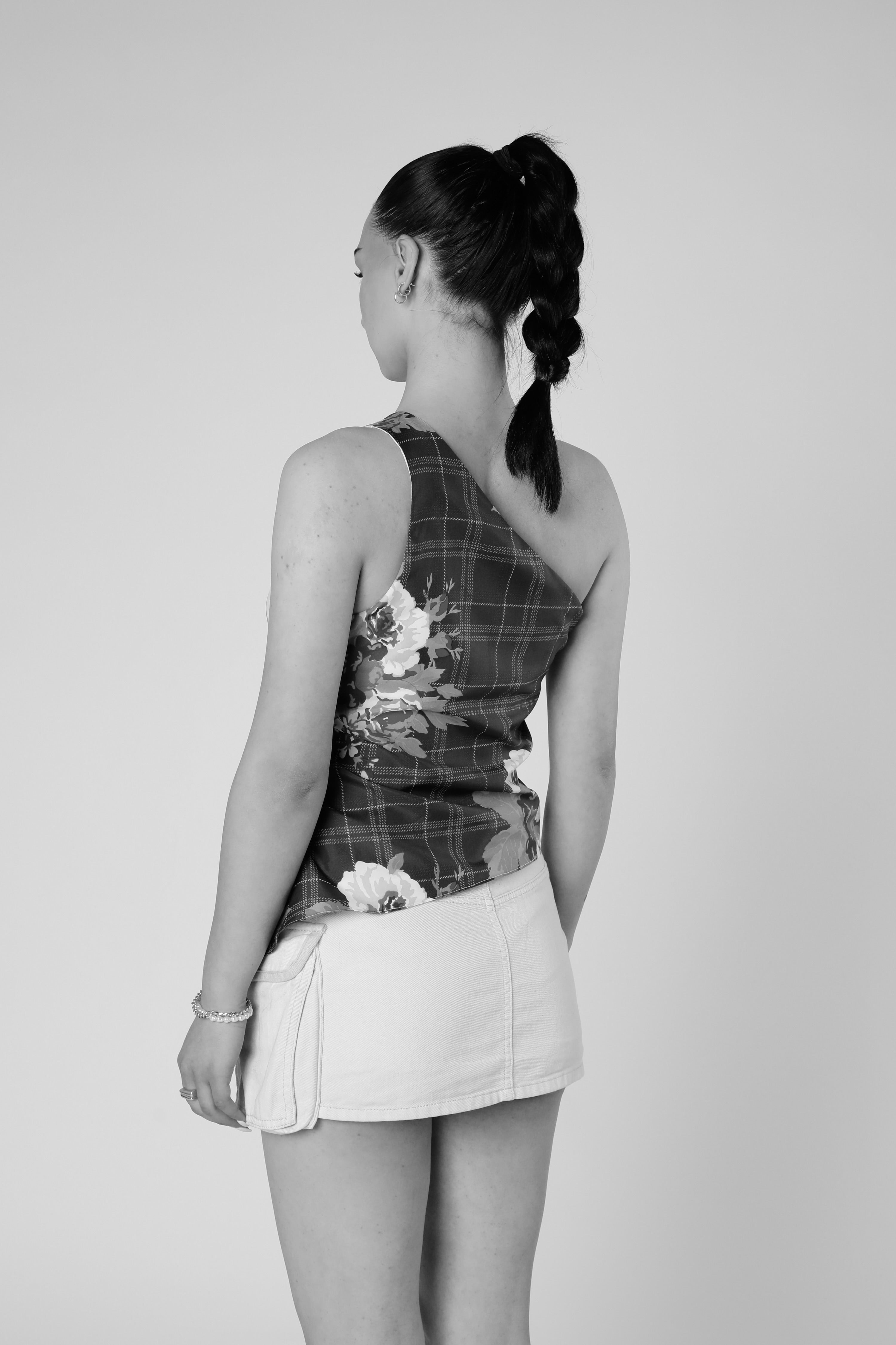 Rework Silk Scarf Ruche Tank - XXL-TOPS-vendor-unknown-XXL-Frankie Collective Rare Vintage Streetwear Reworks