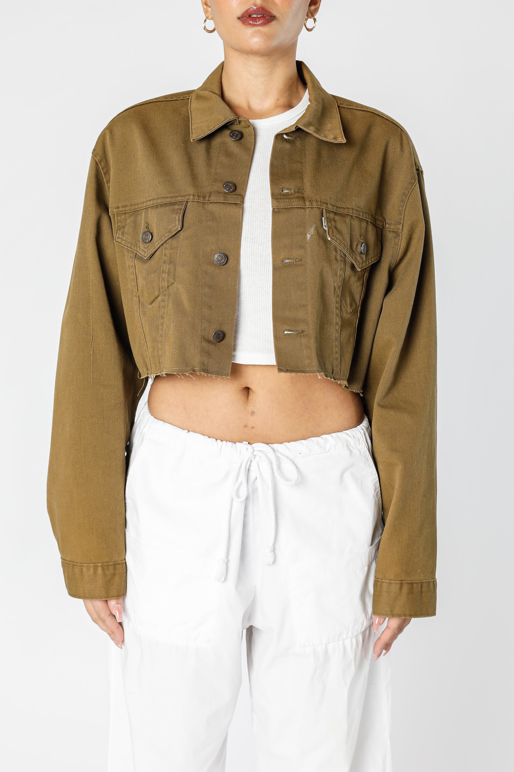 Rework Vintage Levi's USA Crop Denim Jacket - XL-JACKETS-Levis-XL-Frankie Collective Rare Vintage Streetwear Reworks