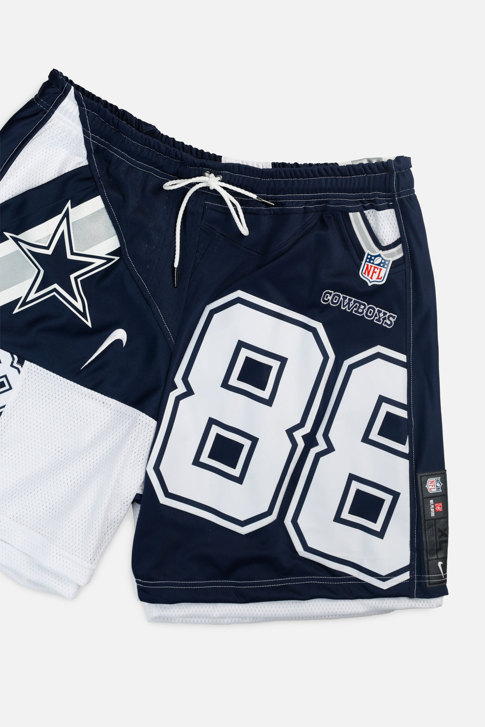 Unisex Rework Dallas Cowboys NFL Jersey Shorts - XL-BOTTOMS-NFL-Women's XL - Men's L-Frankie Collective Rare Vintage Streetwear Reworks