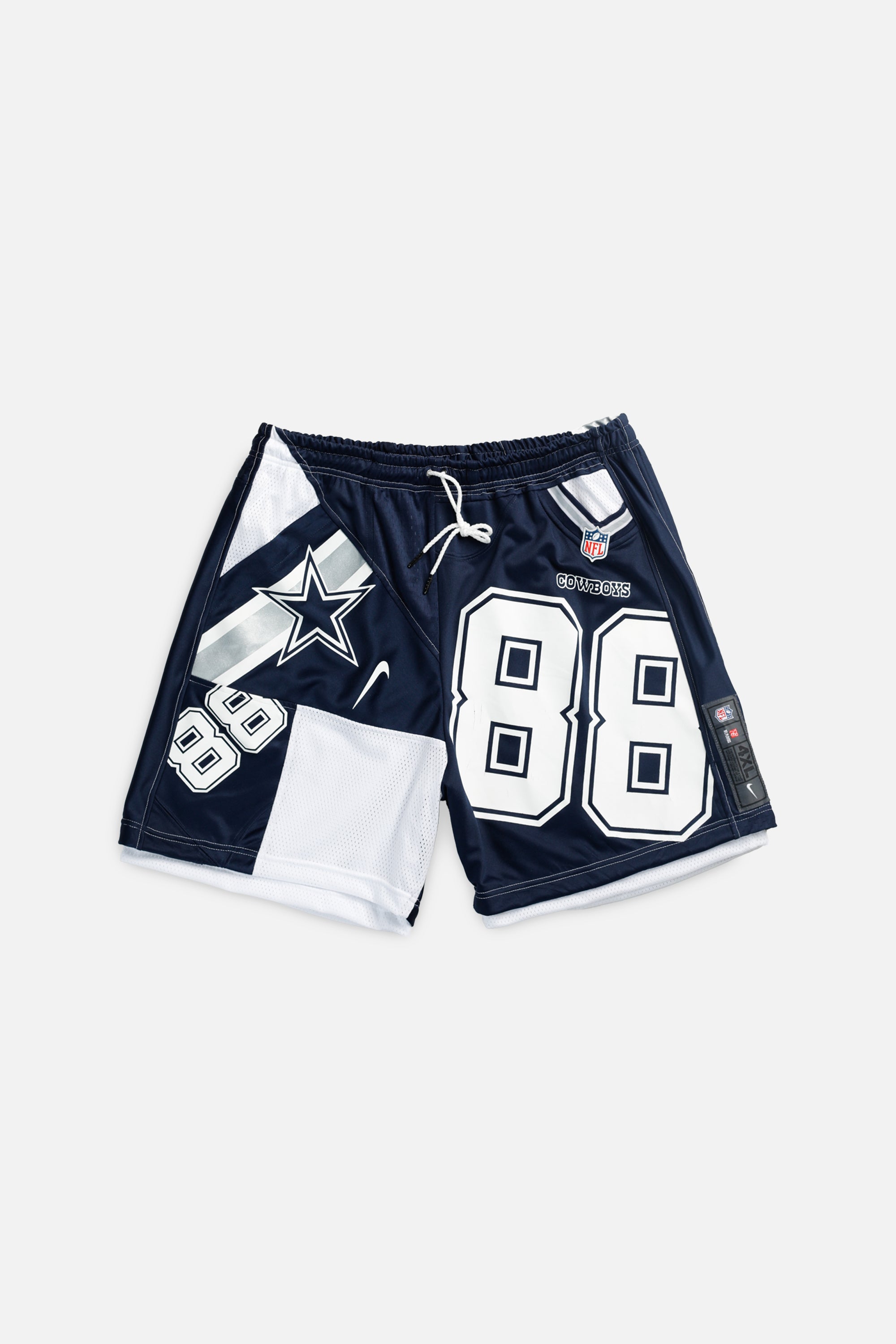 Unisex Rework Dallas Cowboys NFL Jersey Shorts - XL-BOTTOMS-NFL-Women's XL - Men's L-Frankie Collective Rare Vintage Streetwear Reworks
