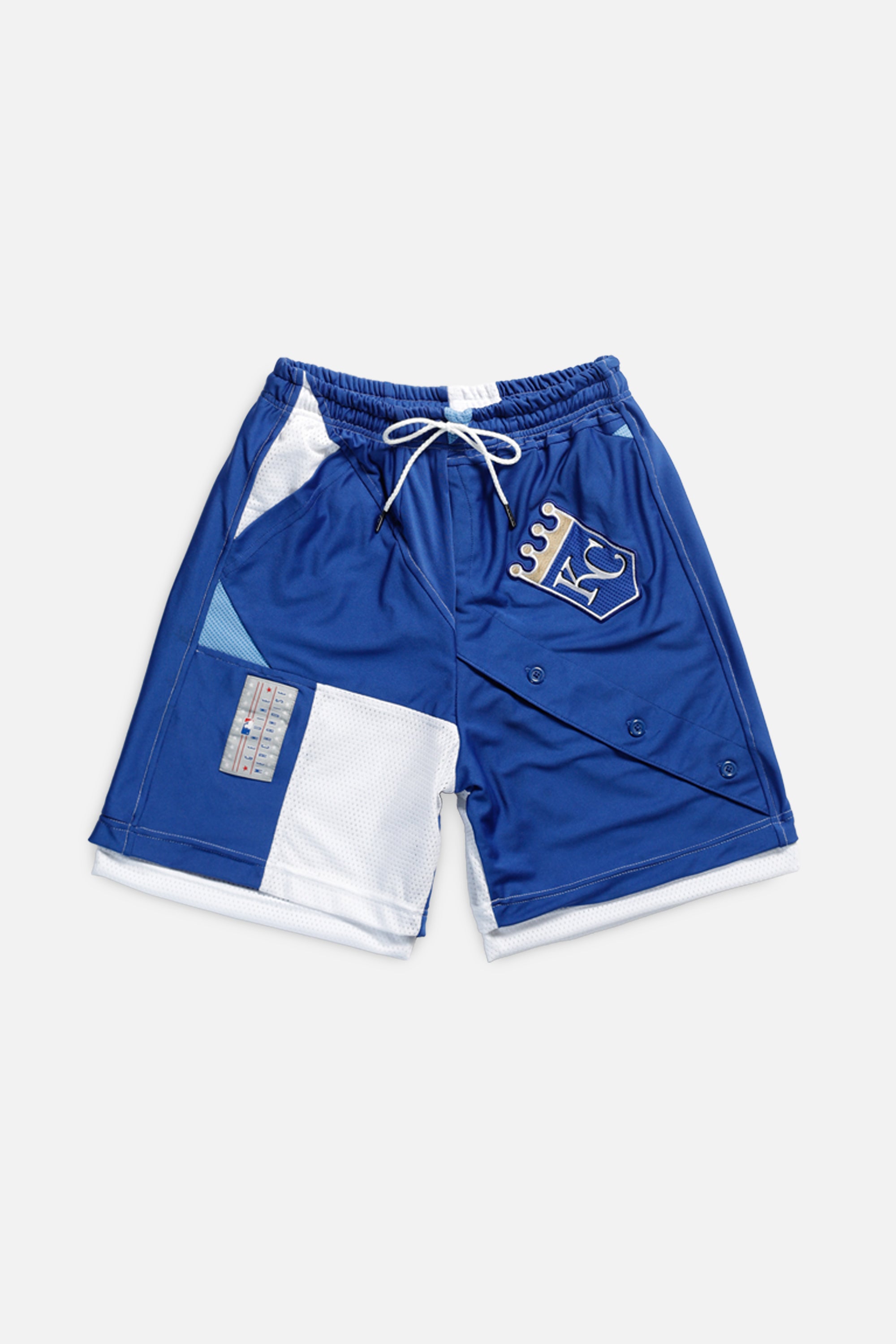 Unisex Rework Kansas City Royals MLB Jersey Shorts - XS-BOTTOMS-MLB-XS-Frankie Collective Rare Vintage Streetwear Reworks