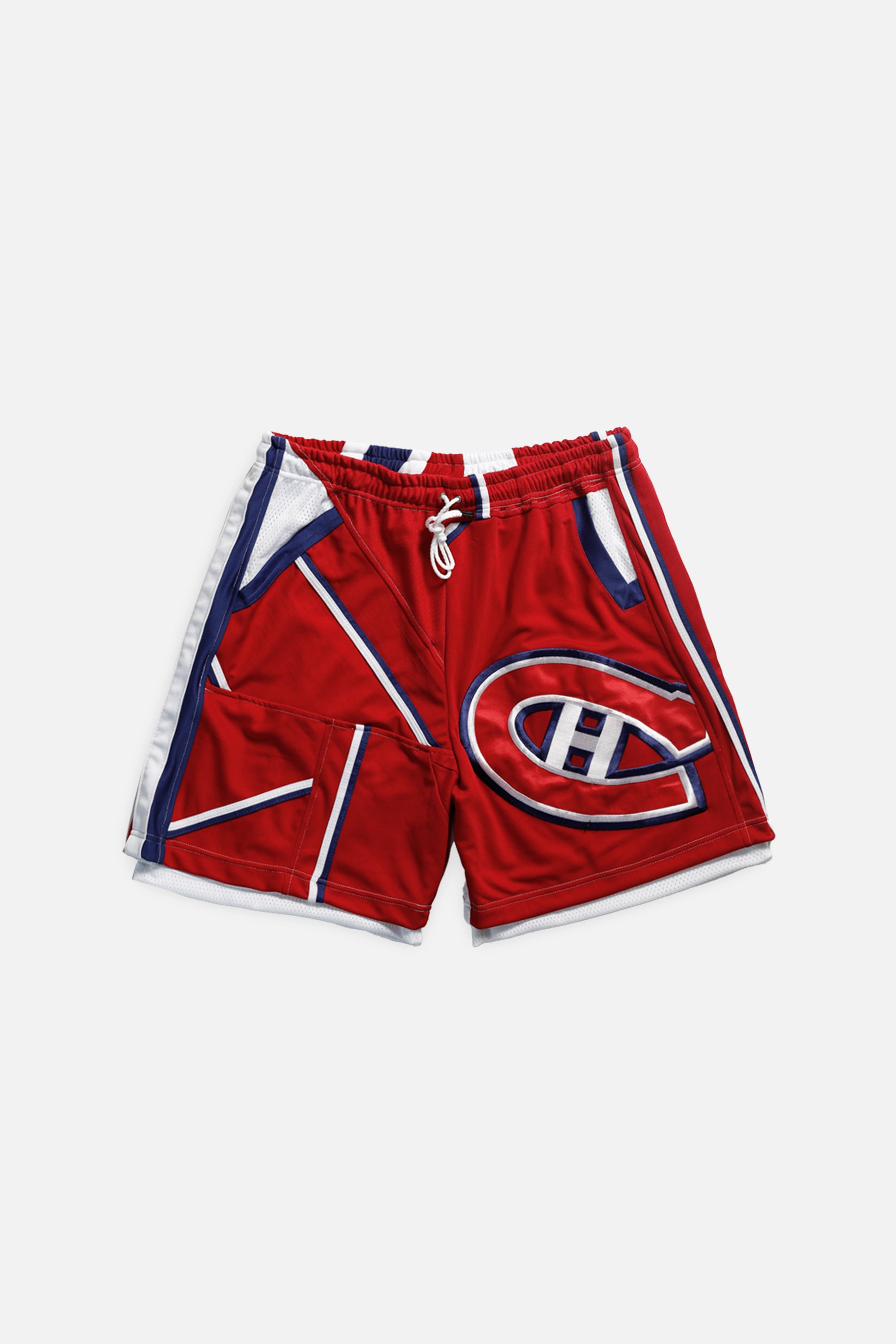 Unisex Rework Montreal Canadiens NHL Jersey Shorts - L-BOTTOMS-NHL-Women's L - Men's M-Frankie Collective Rare Vintage Streetwear Reworks