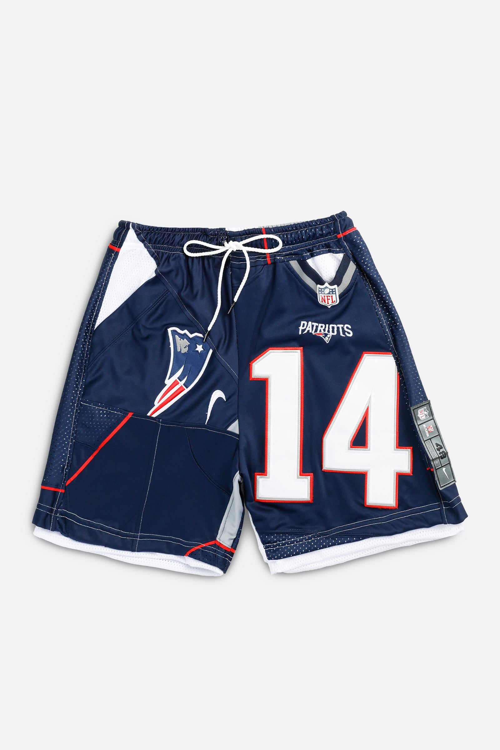 Unisex Rework New England Patriots NFL Jersey Shorts - S-BOTTOMS-NFL-Women's S - Men's XS-Frankie Collective Rare Vintage Streetwear Reworks