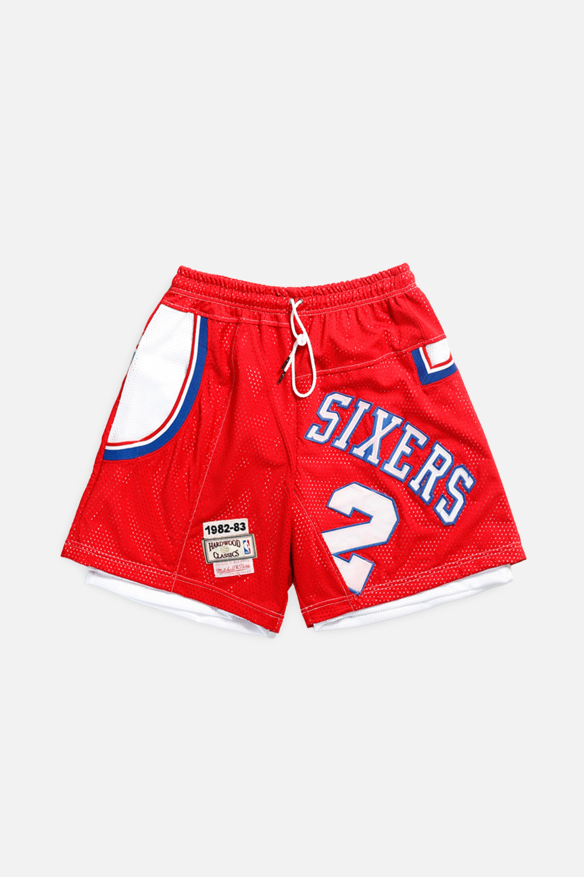 Unisex Rework Philadelphia 76ers NBA Jersey Shorts - M-BOTTOMS-NBA-Women's M - Men's S-Frankie Collective Rare Vintage Streetwear Reworks