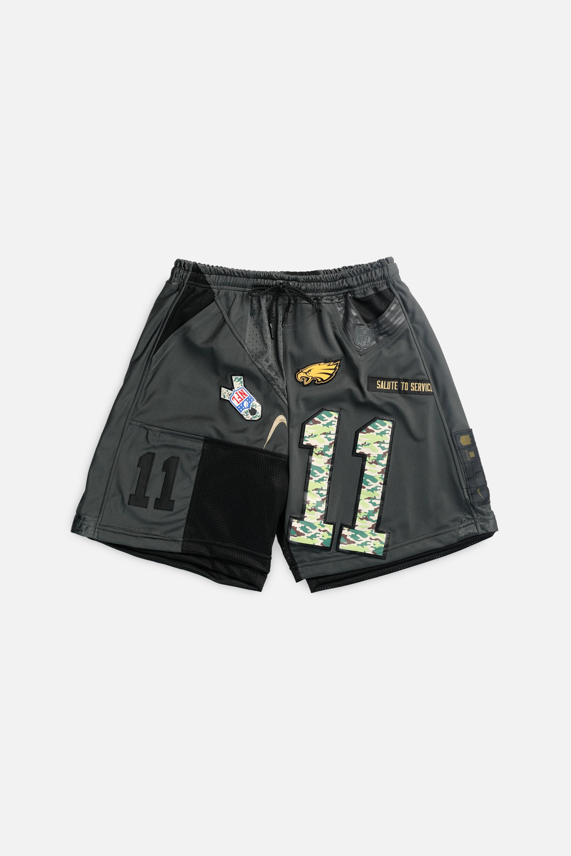 Unisex Rework Philadelphia Eagles NFL Jersey Shorts - M-BOTTOMS-NFL-Women's M - Men's S-Frankie Collective Rare Vintage Streetwear Reworks