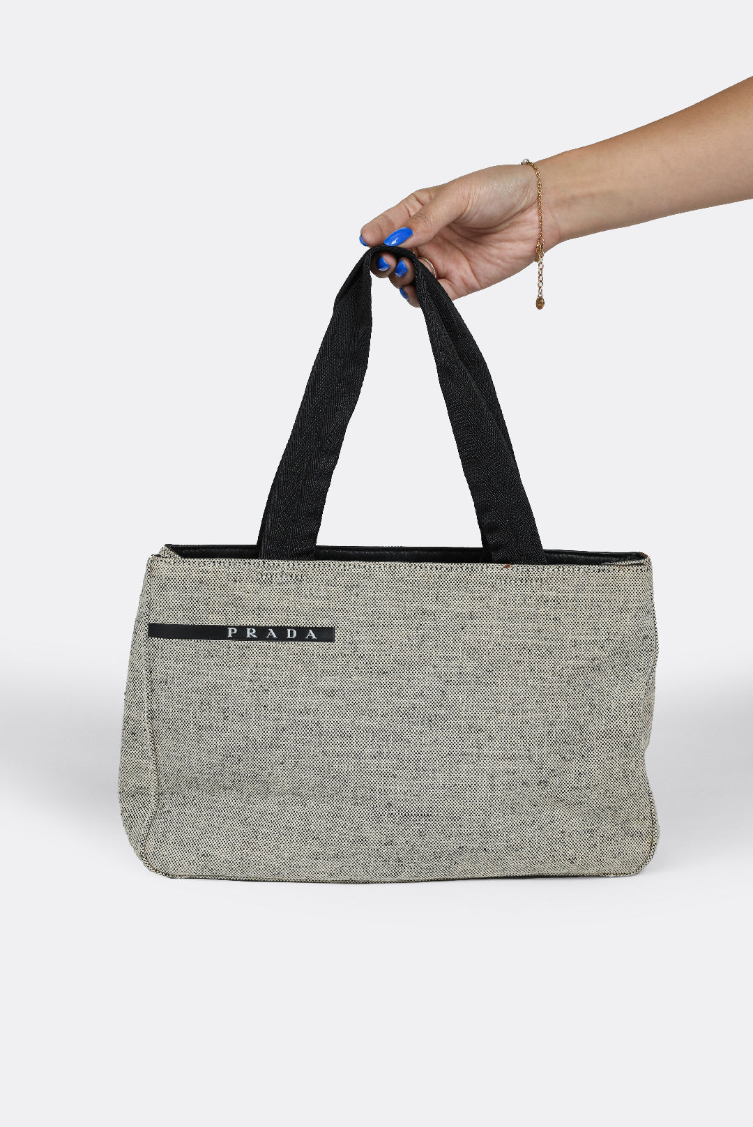 Vintage Prada Linen Tote Bag-BAGS-Prada-Frankie Collective Rare Vintage Streetwear Reworks