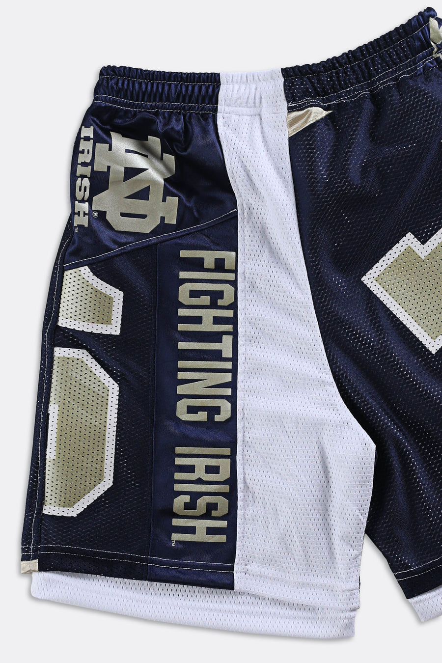 Rework Unisex Notre Dame NFL Jersey Shorts - Women-S, Men-XS