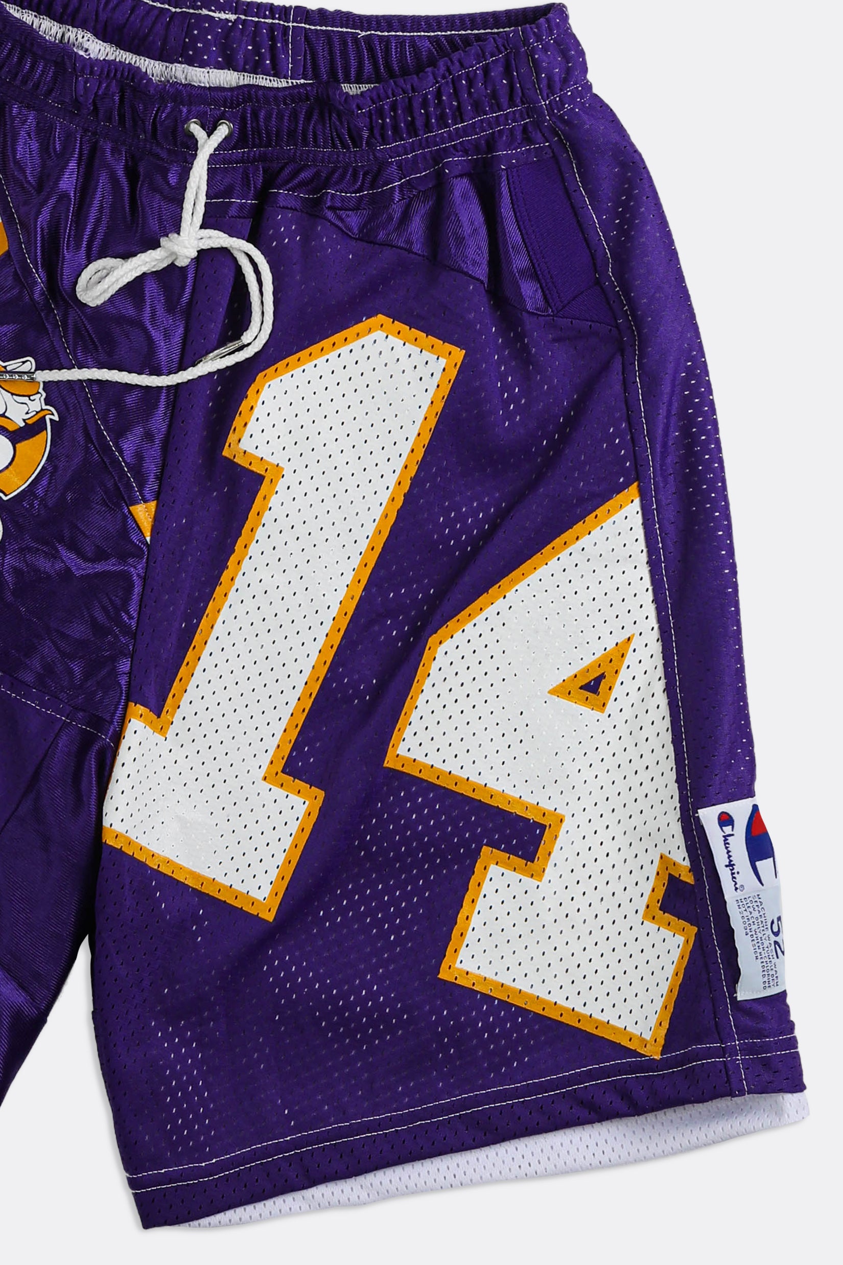 Unisex Rework Vikings NFL Jersey Shorts - Women-S, Men-XS-BOTTOMS-NFL-Frankie Collective Rare Vintage Streetwear Reworks