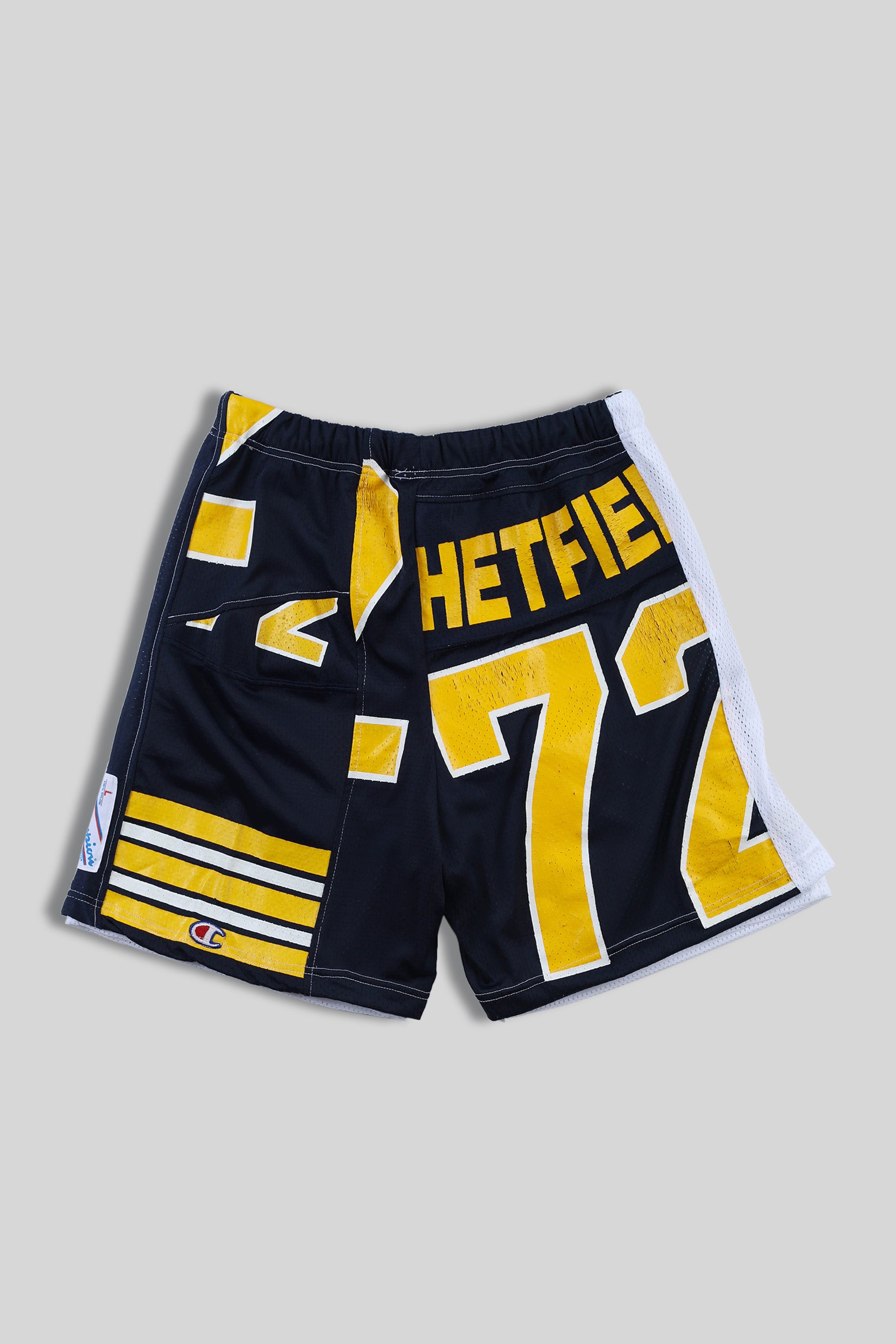 Unisex Rework Wolverines Jersey Shorts - Women-L, Men-M-BOTTOMS-NFL-Frankie Collective Rare Vintage Streetwear Reworks
