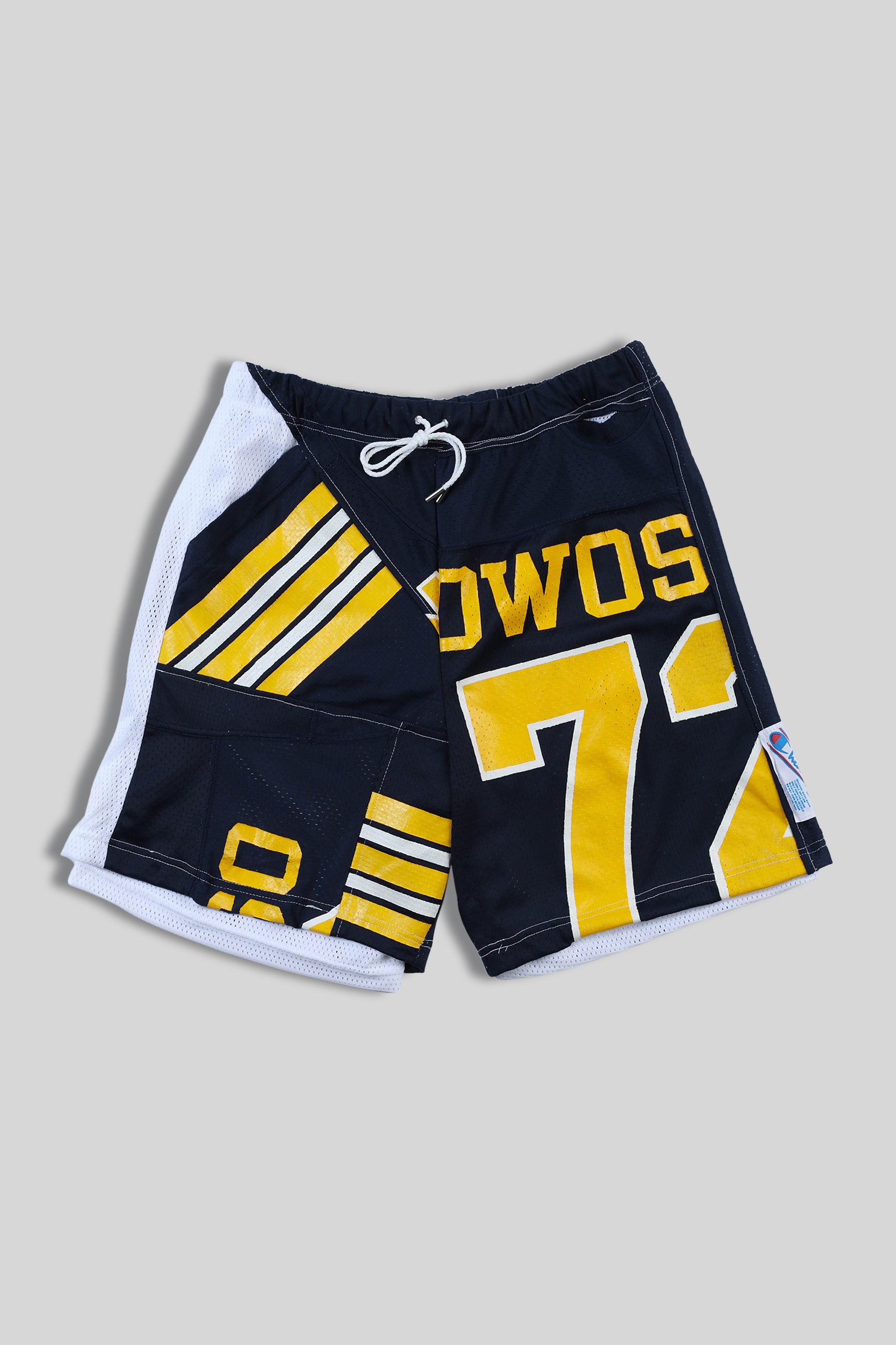 Unisex Rework Wolverines Jersey Shorts - Women-L, Men-M-BOTTOMS-NFL-Frankie Collective Rare Vintage Streetwear Reworks