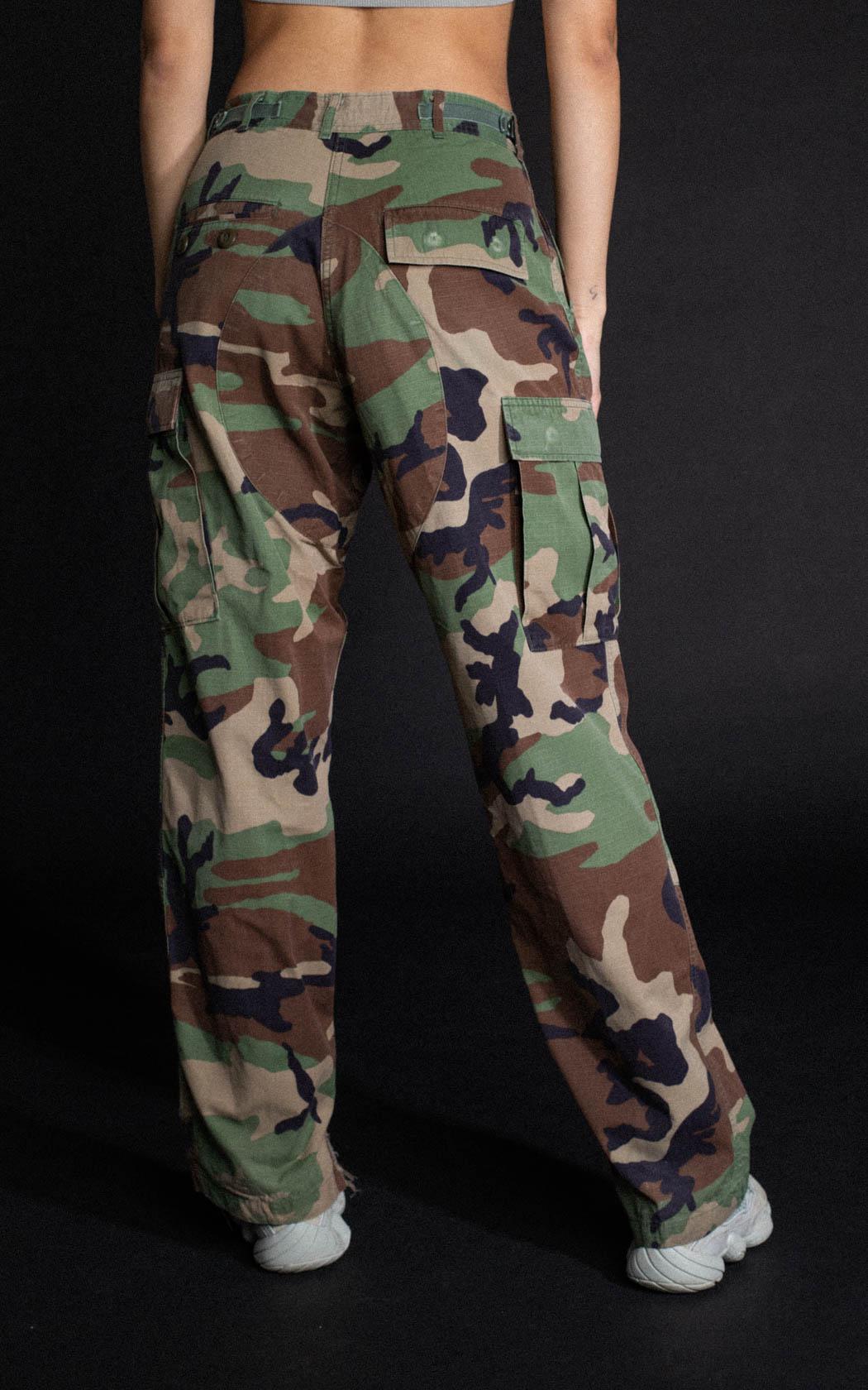 Vintage Camo Woodland Pants - XS, L, XL-BOTTOMS-surplus-XS - Short-Frankie Collective Rare Vintage Streetwear Reworks